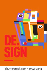 Flat color covers set. Colorful geometric shapes with typography poster design template. Trendy design and colorful summer theme. 