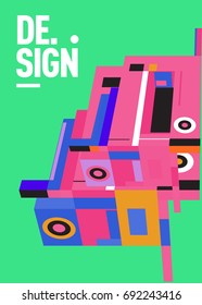 Flat color covers set. Colorful geometric shapes with typography poster design template. Trendy design and colorful summer theme. 