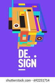 Flat color covers set. Colorful geometric shapes with typography poster design template. Trendy design and colorful summer theme. 