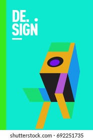 Flat color covers set. Colorful geometric shapes with typography poster design template. Trendy design and colorful summer theme. 