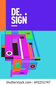 Flat color covers set. Colorful geometric shapes with typography poster design template. Trendy design and colorful summer theme. 