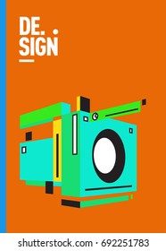 Flat color covers set. Colorful geometric shapes with typography poster design template. Trendy design and colorful summer theme. 