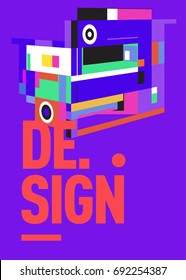 Flat color covers set. Colorful geometric shapes with typography poster design template. Trendy design and colorful summer theme. 