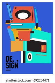 Flat color covers set. Colorful geometric shapes with typography poster design template. Trendy design and colorful summer theme. 
