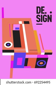 Flat color covers set. Colorful geometric shapes with typography poster design template. Trendy design and colorful summer theme. 