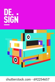Flat color covers set. Colorful geometric shapes with typography poster design template. Trendy design and colorful summer theme. 