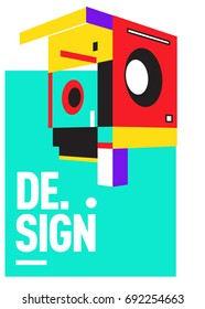 Flat color covers set. Colorful geometric shapes with typography poster design template. Trendy design and colorful summer theme. 