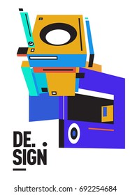 Flat color covers set. Colorful geometric shapes with typography poster design template. Trendy design and colorful summer theme. 