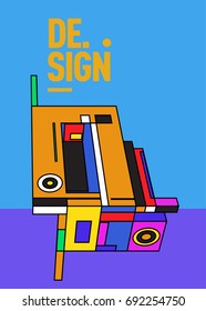 Flat color covers set. Colorful geometric shapes with typography poster design template. Trendy design and colorful summer theme. 