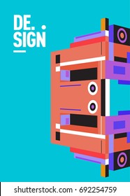 Flat color covers set. Colorful geometric shapes with typography poster design template. Trendy design and colorful summer theme. 