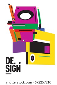 Flat color covers set. Colorful geometric shapes with typography poster design template. Trendy design and colorful summer theme. 