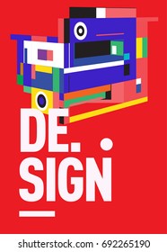 Flat color covers set. Colorful geometric shapes with typography poster design template. Trendy design and colorful summer theme. 
