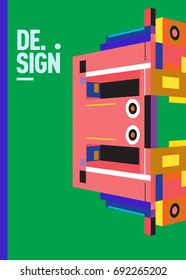 Flat color covers set. Colorful geometric shapes with typography poster design template. Trendy design and colorful summer theme. 