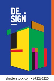 Flat color covers set. Colorful geometric shapes with typography poster design template. Trendy design and colorful summer theme. 