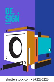 Flat color covers set. Colorful geometric shapes with typography poster design template. Trendy design and colorful summer theme. 