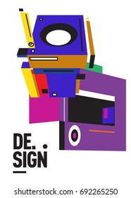 Flat color covers set. Colorful geometric shapes with typography poster design template. Trendy design and colorful summer theme. 