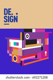 Flat color covers set. Colorful geometric shapes with typography poster design template. Trendy design and colorful summer theme. 