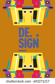 Flat color covers set. Colorful geometric shapes with typography poster design template. Trendy design and colorful summer theme. 