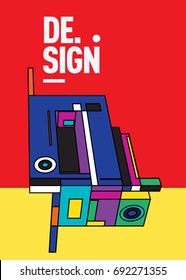 Flat color covers set. Colorful geometric shapes with typography poster design template. Trendy design and colorful summer theme. 