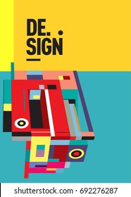 Flat color covers set. Colorful geometric shapes with typography poster design template. Trendy design and colorful summer theme. 