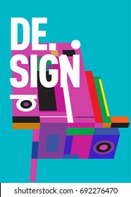 Flat color covers set. Colorful geometric shapes with typography poster design template. Trendy design and colorful summer theme. 