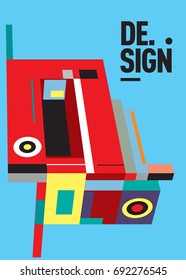 Flat color covers set. Colorful geometric shapes with typography poster design template. Trendy design and colorful summer theme. 