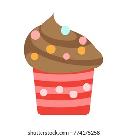 Flat color cupcake icon