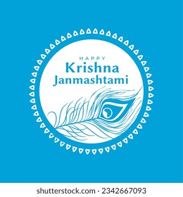 flat color decorative krishna janmashtami festival greeting design vector