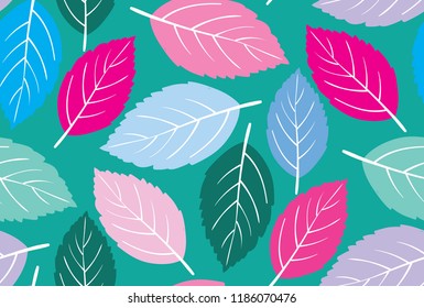 Flat color design - autumn leaves pattern background