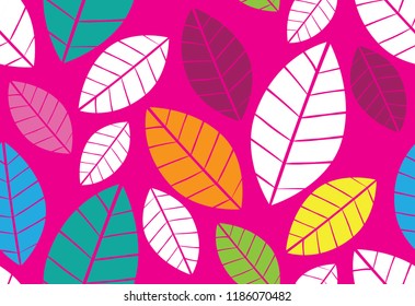 Flat color design - autumn leaves pattern background