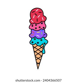 Flat color design ice cream icon. With isolated background, color style, symbols, vector illustration