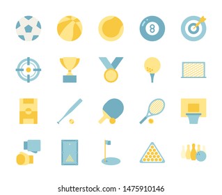 Flat color design icon set of sport game and esport concept.