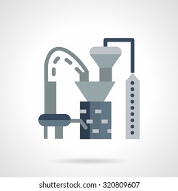 Flat color design plastics processing plant vector icon. Industrial buildings and architecture, environment pollution. Web design elements.