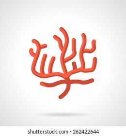 Flat color design vector icon for red coral on white background.