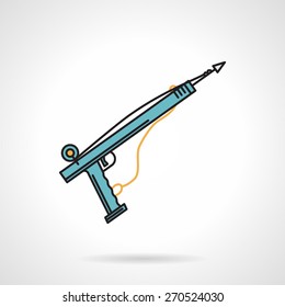 Flat color design vector icon for blue speargun for underwater hunting on white background. 