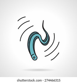 Flat color design vector icon for blue eel in move on white background. 