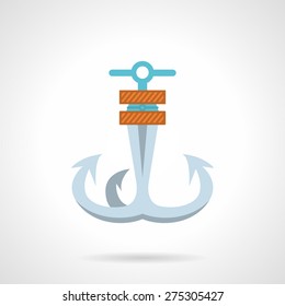 Flat color design vector icon for gray vessel anchor with colored elements on white background.