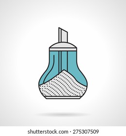 Flat color design vector icon for glass sugar bowl with dispenser on white background.