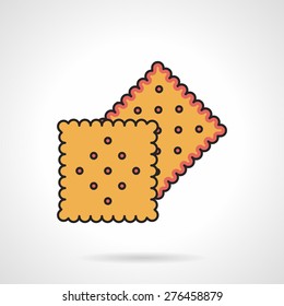 Flat color design vector icon for two yellow square biscuits on white background.