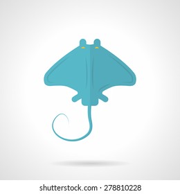 Flat color design vector icon for blue cramp-fish on white background. Underwater creatures