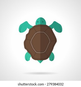 Flat color design vector icon for sea turtle with brown carapace on white background.