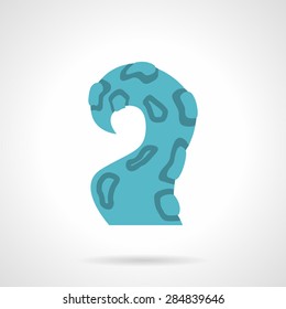 Flat color design vector icon for single blue tentacle of octopus or squid on white background.