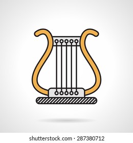 Flat color design vector icon for yellow classic lyra on white background.