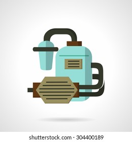Flat color design vector icon for water supply system. Water tank, filters system, pipeline and pump. Design element for business and website. Element for the logo