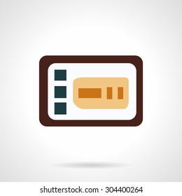 Flat color design vector icon for handlebar control panel. Equipment for electric bike for control of battery charge, speed, navigation and other. Design element for business, logo and website