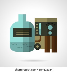Flat color design vector icon for water filtering system with tank. Design element for business and website. Element for the logo