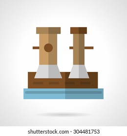 Flat color design vector icon for marina bollard on jetty for boats, ships and yachts mooring. Design element for business, logo and website.