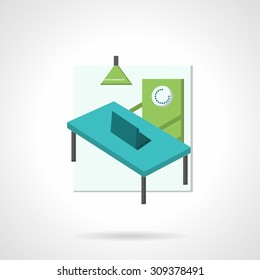 Flat color design vector icon for coworking. Discussion table, workplace for team, freelance job concept. Design element for business, logo and website.