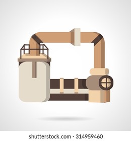 Flat color design vector icon for plant for the production of plastic. Plastics industry buildings, industrial architecture, environment pollution. Design elements for business and website