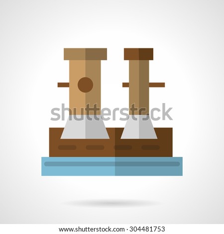 Flat color design vector icon for marina bollard on jetty for boats, ships and yachts mooring. Design element for business, logo and website.